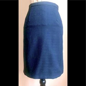 Retro Navy Blue A-Line Midi Knee-Length Pencil Skirt: High Waist, Vintage, sz. 6